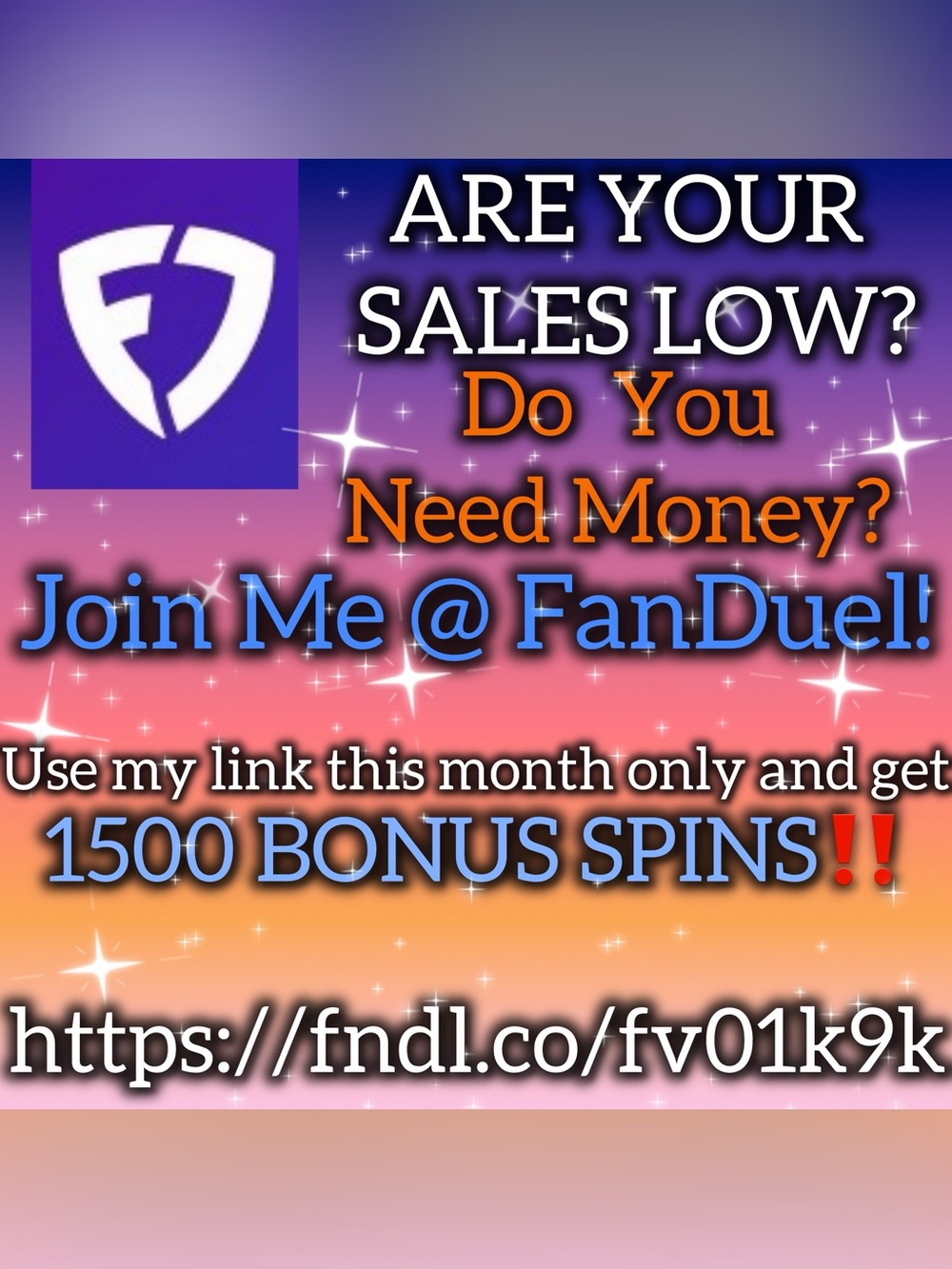 Are your sales low? Get 1500 BONUS SPINS FREE‼️
